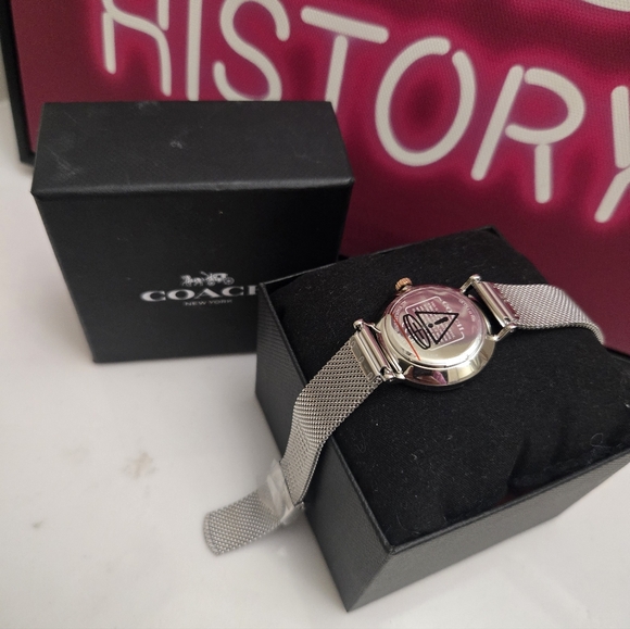 NIB Coach Women's Perry Women's Silver Tone Mesh Bracelet Stainless Steel Watch - Picture 7 of 11